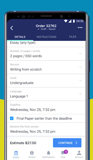Android application Light Essay screenshort
