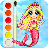Mermaid Coloring Book Cartoon icon