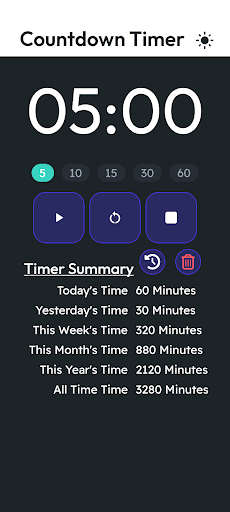 Android application QuickStart 5 min Timer screenshort