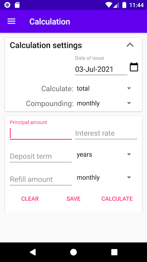 Android application Compound interest calculator screenshort