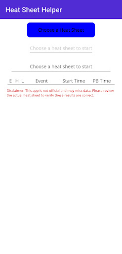 Android application Heat Sheet Helper screenshort