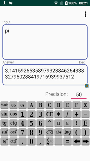 Android application Infinite Precision Calculator screenshort