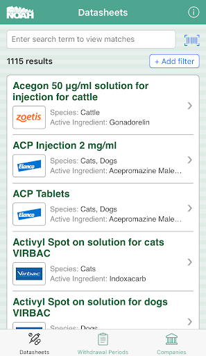 Android application NOAH Compendium screenshort