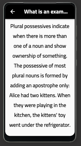 Android application plural Possessive nouns screenshort