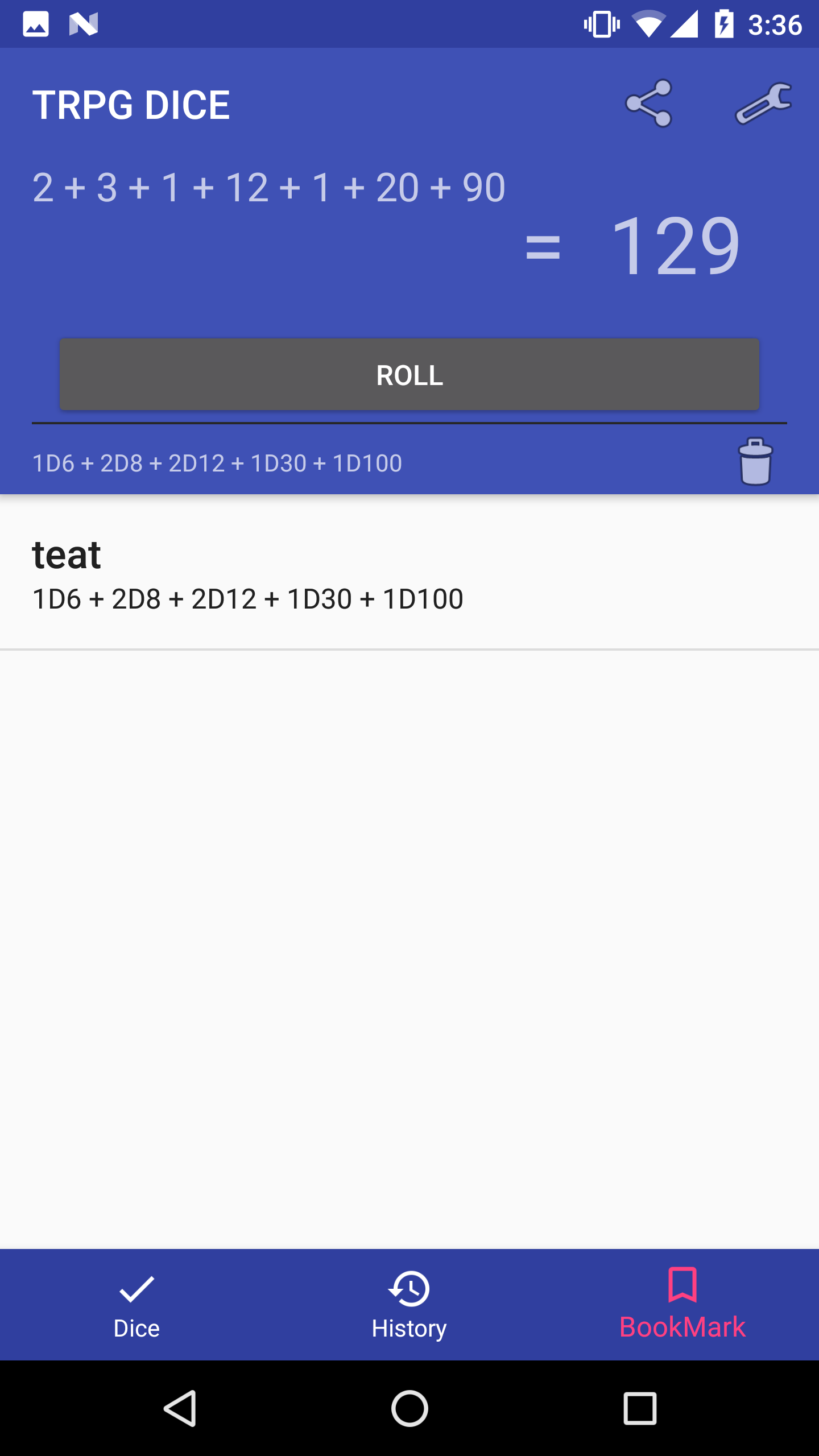 Android application RPG DICES screenshort