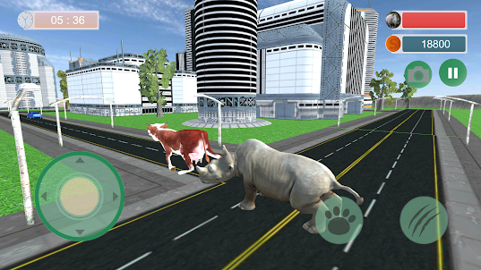 Wild Rhinoceros City Attack 3D