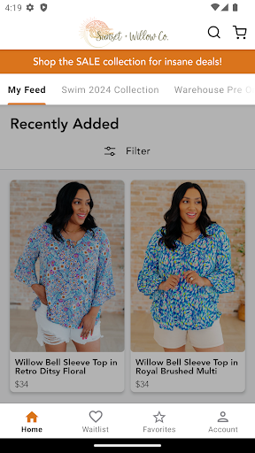 Android application Sunset + Willow Co. screenshort