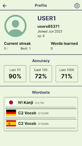Study Vocab: Language learning Screen 2