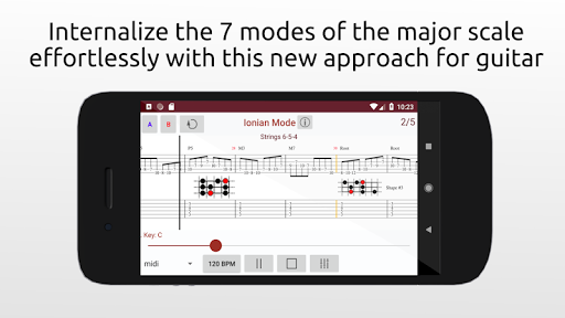 Android application iGuitar Major Scale Modes Lite screenshort