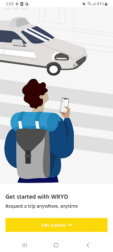 Android application WRYD - Request a ride screenshort