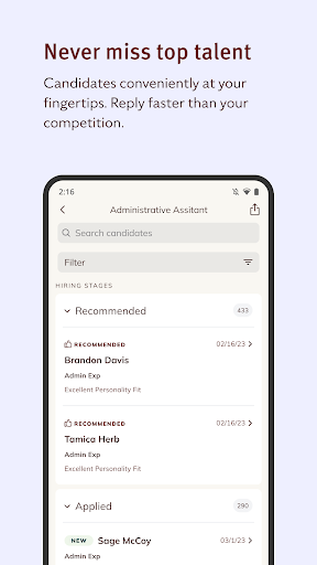 Android application Wizehire screenshort