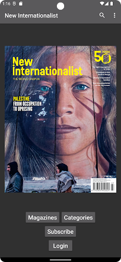 Android application New Internationalist magazine screenshort