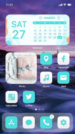 Android application Wow Turquoise White, Icon Pack screenshort