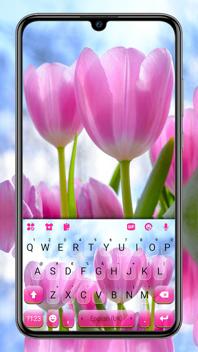 Android application Spring Tulips Keyboard Backgro screenshort