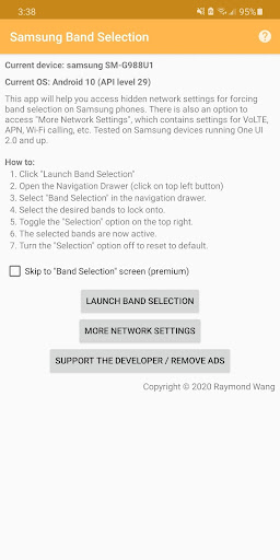 Android application Samsung Band Selection screenshort