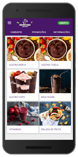 Android application Anderson Açaiteria screenshort