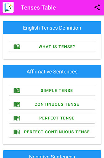 Android application Tenses Master - 12 Tenses screenshort