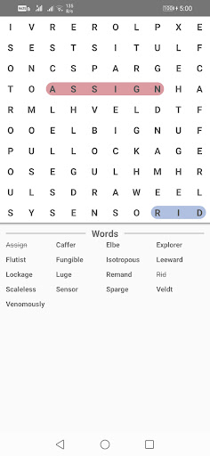 Android application Wordsearch screenshort