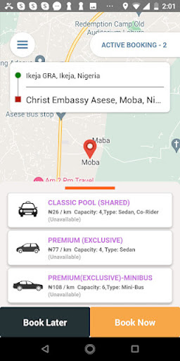Android application SafeRide screenshort