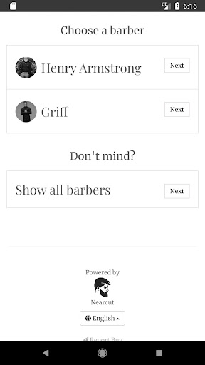 Griffs Barbers Screen 2