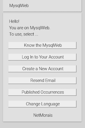 Android application MysqlWeb screenshort