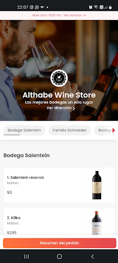 Android application Althabe Wine Store screenshort