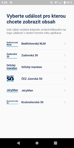 Android application Jizerská 50 - SkiTour screenshort