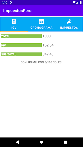 Android application Impuestos Perú screenshort
