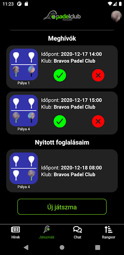 Android application PadelClub Hungary screenshort