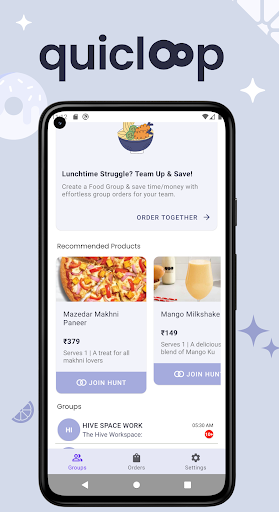 Android application Quicloop: Group food ordering* screenshort