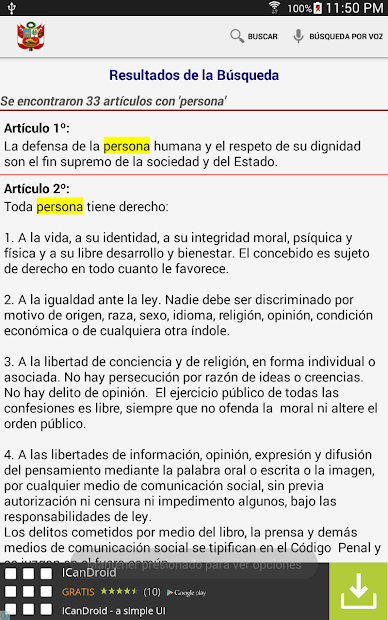 Captura 10 Constitución Política del Perú android