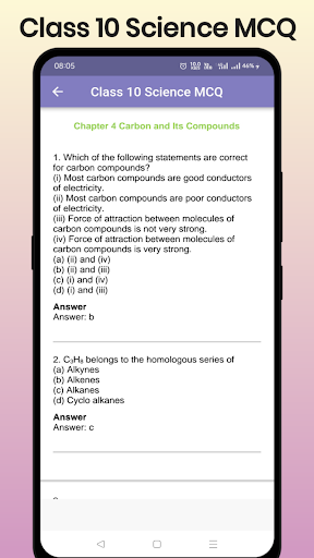 Class 10 Science MCQ Screen 3