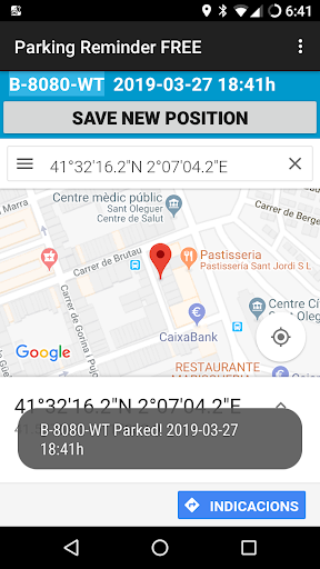 Android application Parking Reminder screenshort