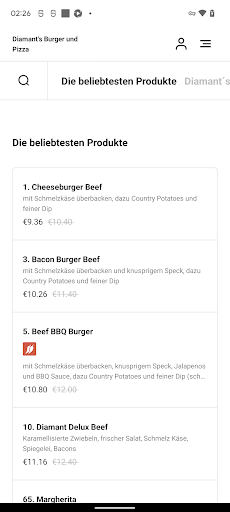 Diamant’s Burger und Pizza Screen 3