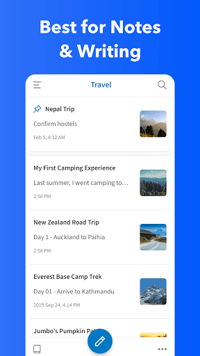 Screenshot of UpNote - notes, diary, journal