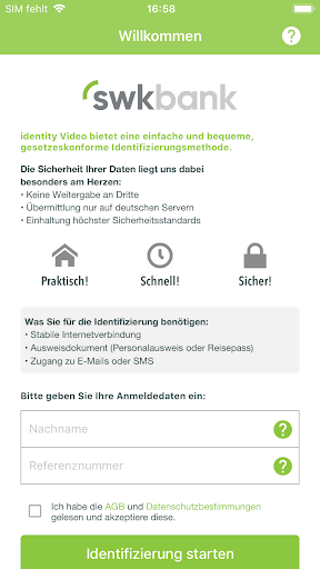 Android application SWK identity screenshort