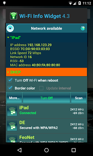 Wi-Fi Info Widget Screen 2