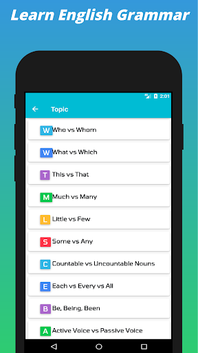 English Grammar App Screen 2