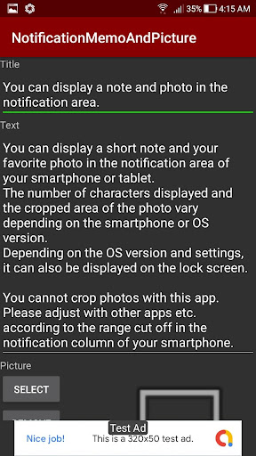 Notification Memo and Picture Screen 3
