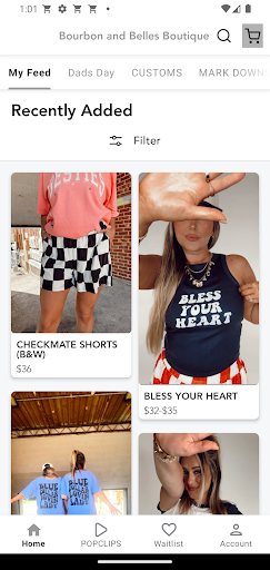 Android application Bourbon and Belles Boutique screenshort