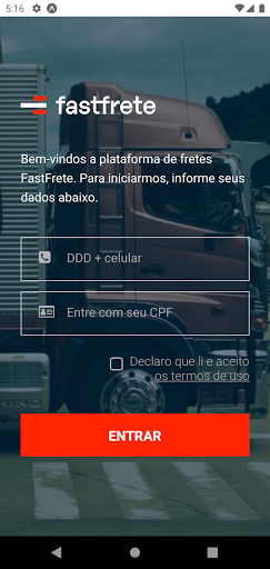 Android application FastFrete Motorista screenshort