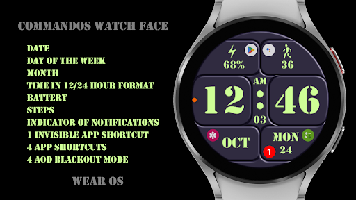 Android application Commandos Watch Face screenshort