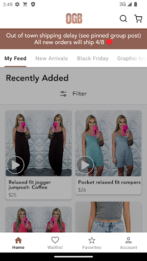 Android application Olive Gold Boutique screenshort