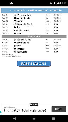 College Football Schedule -ACC