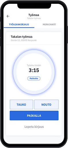 Tykki App työajanseuranta Screen 3