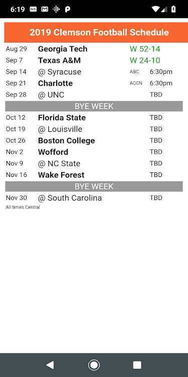 College Football Schedule -ACC - ACC v1 - (Android)