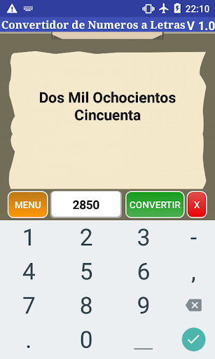 Android application Convertidor Numeros a Letras screenshort