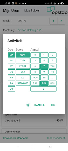 Opstap Uren Screen 2