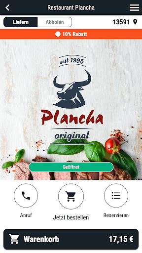 Android application Restaurant Plancha screenshort