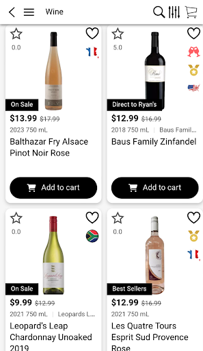 Android application Ryan's Wine & Spirits screenshort